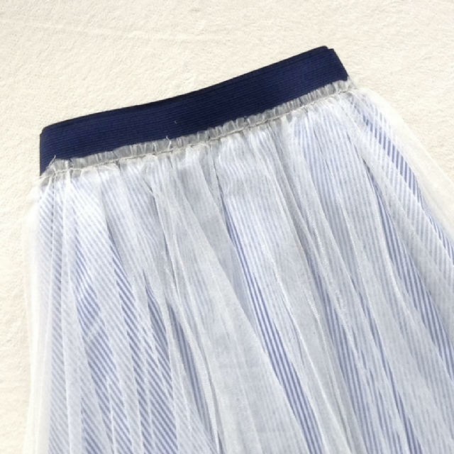 LODISPOTTO(ロディスポット)のロディスポット ストライプ×チュールスカート ホワイト系 レディースのスカート(ひざ丈スカート)の商品写真
