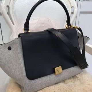 セリーヌ(celine)の☆美品☆セリーヌ　トラペーズ　2wayバッグ　黒xグレー(ハンドバッグ)