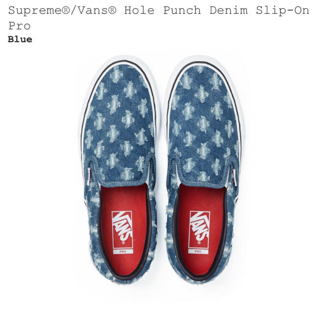 supreme vans hole punch denim slip-on