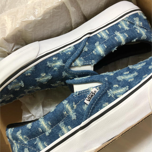 supreme vans hole punch denim slip-on