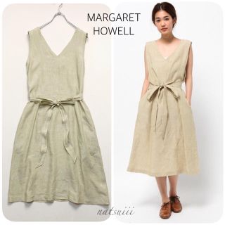 マーガレットハウエル(MARGARET HOWELL)のマーガレットハウエル . リネン シャンブレー ワンピース 定価56160円(ひざ丈ワンピース)