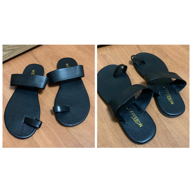 ブラック フラットトングサンダル カジュアル  メンズライク レディースの靴/シューズ(サンダル)の商品写真