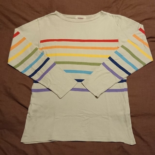 レインボー 虹色 さわやか系ボーダーロング カットソーロング Tシャツ(Tシャツ/カットソー(七分/長袖))