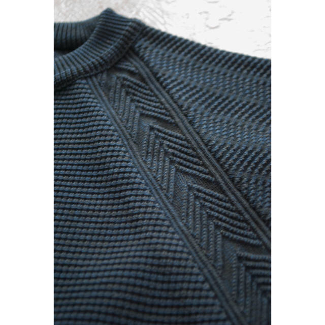 COMOLI(コモリ)のYASHIKI Tasukigake Knit(NAVY) ハズム　DAN メンズのトップス(ニット/セーター)の商品写真