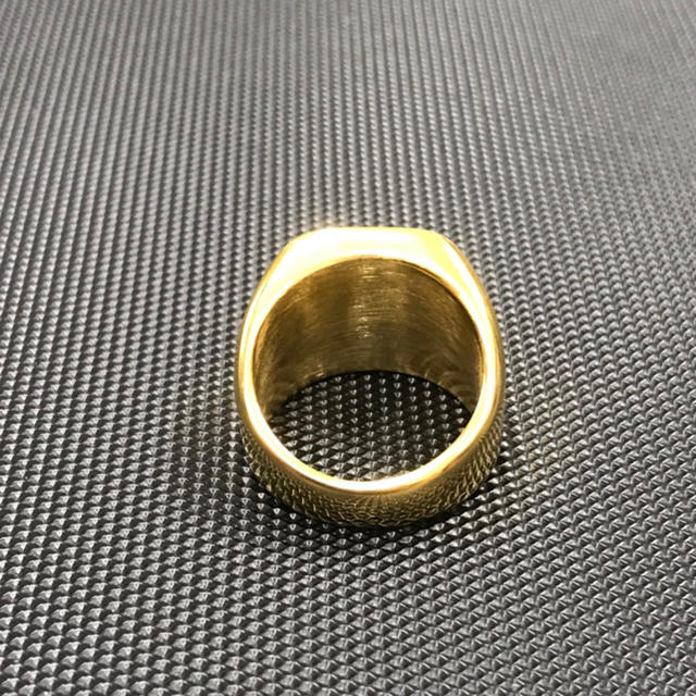 ゴールド スクエアリング 19号 印台カレッジリング K18鍍金 メンズのアクセサリー(リング(指輪))の商品写真