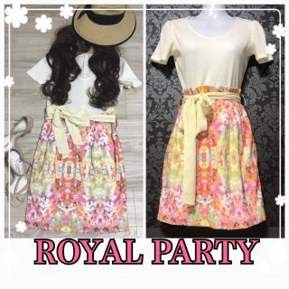 ロイヤルパーティー(ROYAL PARTY)のROYAL PARTY リブトップスワンピ リゾート花柄(ミニワンピース)