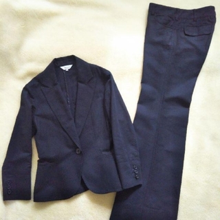 エムプルミエ(M-premier)のスーツ上下セット　ブラック　綿・麻素材 ３６　　(スーツ)