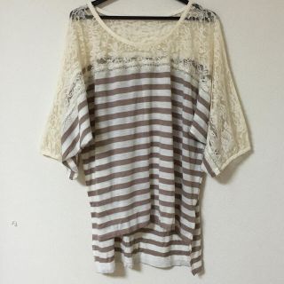 シェイナー(SHEINAR)のレース ボーダーカットソー(Tシャツ(半袖/袖なし))