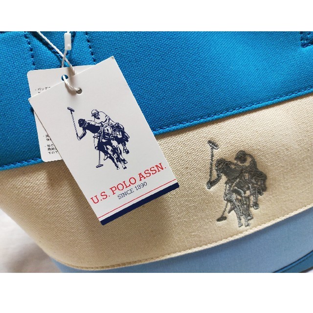 ポロ　トートバッグ　ショルダー　U.S. POLO ASSN. 2way ブルー レディースのバッグ(トートバッグ)の商品写真