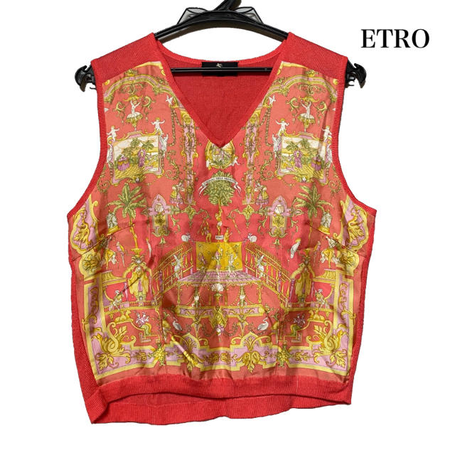 ETRO(エトロ)のETRO エトロ  ノースリーブシャツ ノースリーブ ピンク ニット シルク レディースのトップス(シャツ/ブラウス(半袖/袖なし))の商品写真