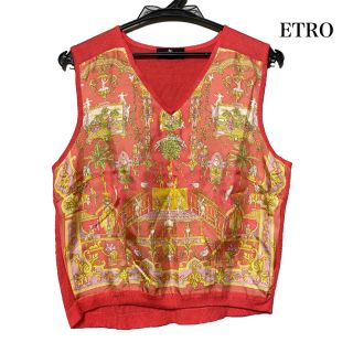 エトロ(ETRO)のETRO エトロ  ノースリーブシャツ ノースリーブ ピンク ニット シルク(シャツ/ブラウス(半袖/袖なし))