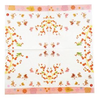 和洋柄ペーパーナプキン　ウサギと梅　インバウンド商品　デコパージュ
