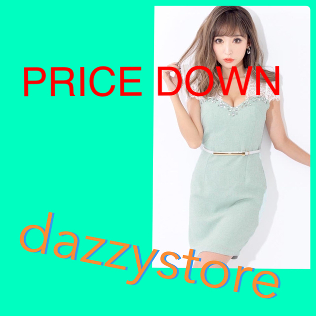 dazzy store(デイジーストア)の最終値下‼️dazzy store ベルト付レース袖ツイードタイトミニドレス レディースのフォーマル/ドレス(ミニドレス)の商品写真