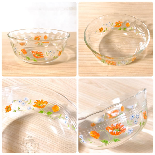 Pyrex(パイレックス)のオールドパイレックス メリーフラワーシリーズ ボウル皿6枚 インテリア/住まい/日用品のキッチン/食器(食器)の商品写真