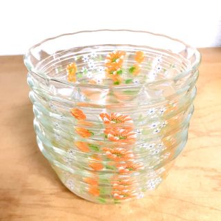 パイレックス(Pyrex)のオールドパイレックス メリーフラワーシリーズ ボウル皿6枚(食器)