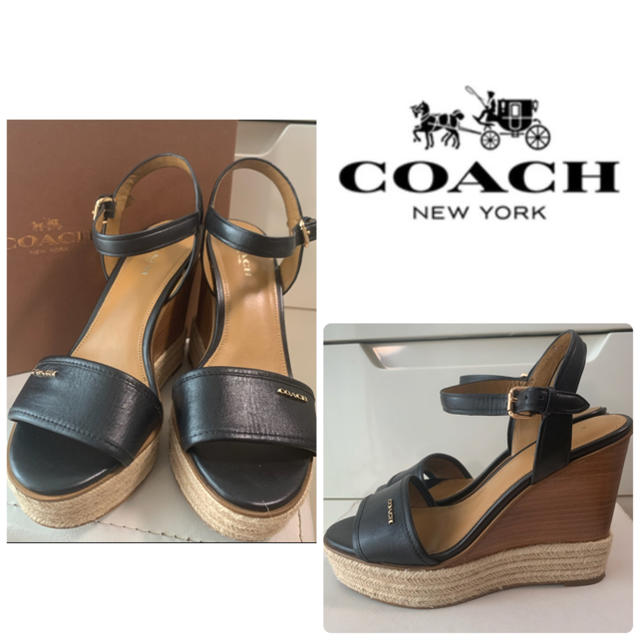 COACH(コーチ)のコーチ　ブラックレザー　ウエッジ　サンダル レディースの靴/シューズ(サンダル)の商品写真