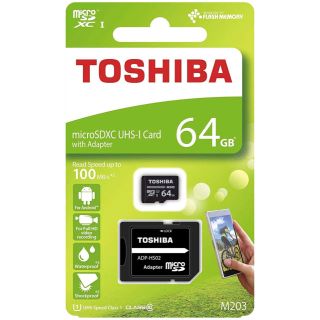 トウシバ(東芝)の【新品】microSD 64GB TOSHIBA アダプター付(PC周辺機器)