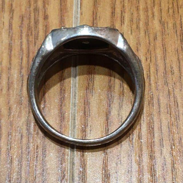 フリーメイソン 黒石付シルバー刻印リング（90016285） メンズのアクセサリー(リング(指輪))の商品写真