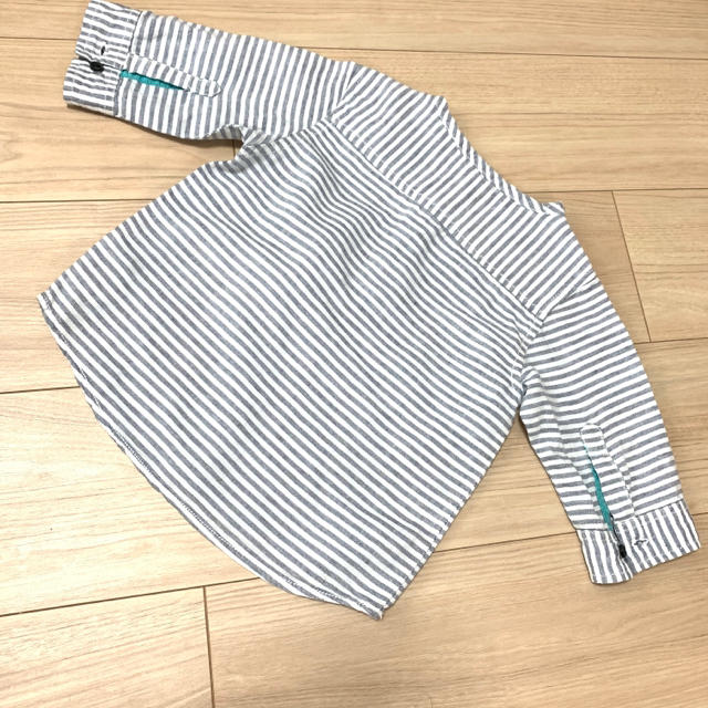 ZARA KIDS(ザラキッズ)のZARAbaby ZARAkids ノーカラー シャツ　ボーダー　98 キッズ/ベビー/マタニティのキッズ服男の子用(90cm~)(Tシャツ/カットソー)の商品写真