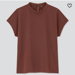 ユニクロ(UNIQLO)のタグ付き新品☆Tブラウス☆ブラウン(シャツ/ブラウス(半袖/袖なし))