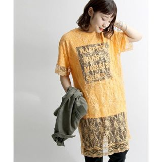 ウィゴー(WEGO)の【新品・未使用】レースレイヤードロングTシャツ（オレンジ）(Tシャツ(半袖/袖なし))