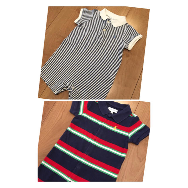 Ralph Lauren(ラルフローレン)のお買得■ラルフローレン■ポロシャツ ロンパース 70 セット ボーダー 夏物 キッズ/ベビー/マタニティのベビー服(~85cm)(ロンパース)の商品写真