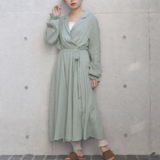 ダブルクローゼット(w closet)のw closet ロングワンピロングカーディガンピスタチオカラー(ロングワンピース/マキシワンピース)