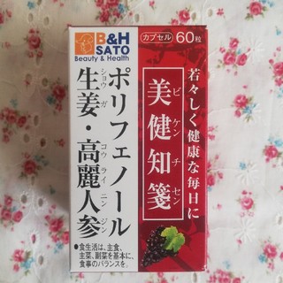 美健知箋 ポリフェノール 生姜・高麗人参 60粒(その他)