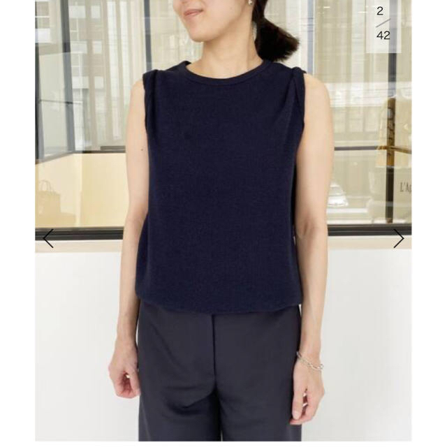 L'Appartement DEUXIEME CLASSE(アパルトモンドゥーズィエムクラス)のアパルトモン  AMERICANA Thermal N/S TOP ネイビー レディースのトップス(Tシャツ(半袖/袖なし))の商品写真