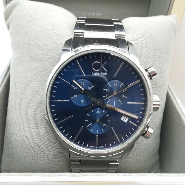 カルバンクライン　Calvin Klein　クロノグラフ　腕時計　青文字盤
