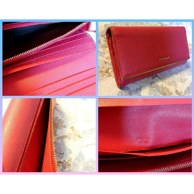 PRADA(プラダ)のPRADA プラダ メタルバー 財布 長財布 サフィアーノ レザー ピンク メンズのファッション小物(長財布)の商品写真