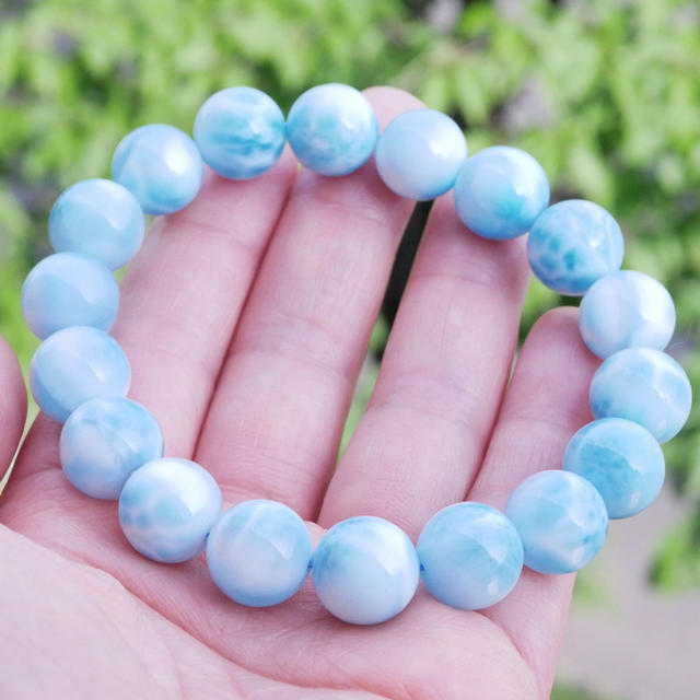 天然無処理 ラリマー ブレスレット20mm-12.4g-