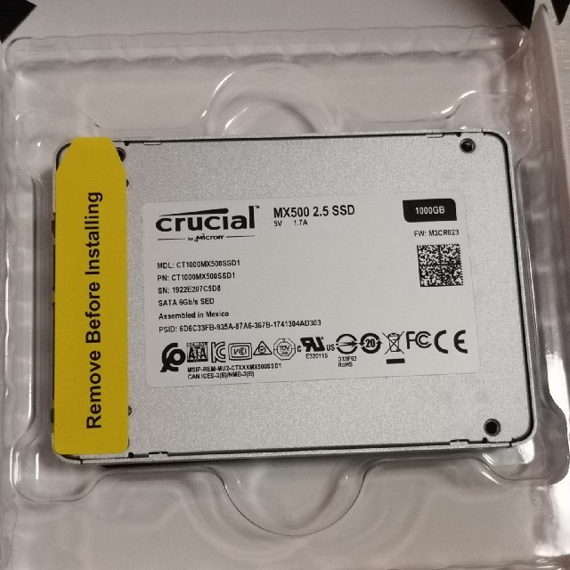 Crucial SSD 1TB MX500 内蔵2.5インチ スマホ/家電/カメラのPC/タブレット(PCパーツ)の商品写真