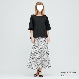 ユニクロ(UNIQLO)の極美品ユニクロUNIQLOクレープジャージーT黒ブラックSゆったり(シャツ/ブラウス(半袖/袖なし))