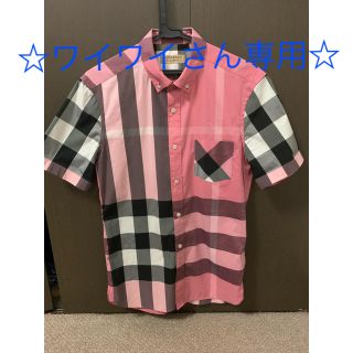 バーバリー(BURBERRY)の【BURBERRY】バーバリーロンドン メンズ半袖チェックシャツ　ピンク(シャツ)