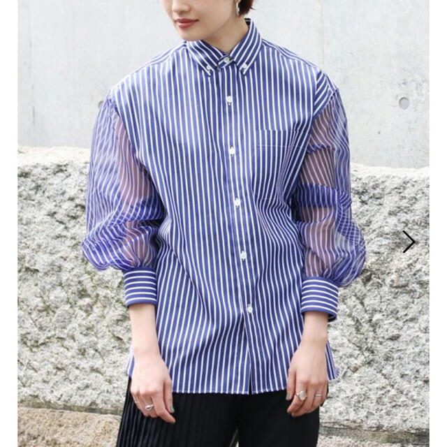 HYKE STRIPED SHEER SLEEVE SHIRT