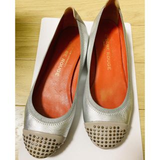 ジミーチュウ(JIMMY CHOO)の美品【ルクラベルージュ 37 シャイニー フラットシューズ】(バレエシューズ)