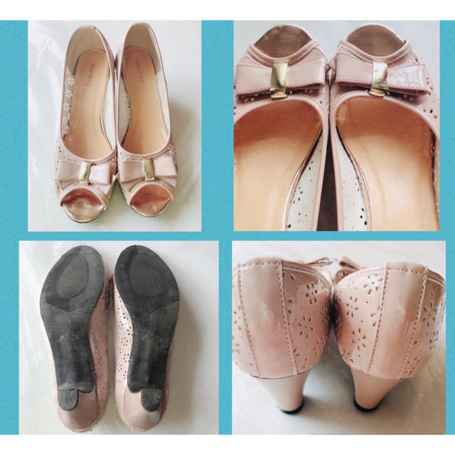 お花 ピンクベージュ パンプス 3L レディースの靴/シューズ(ハイヒール/パンプス)の商品写真