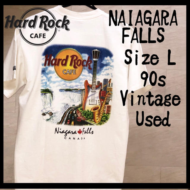 ROCK HARD(ロックハード)の【Used 90s】ハードロックカフェ　ナイアガラの滝　Tシャツ　Lサイズ メンズのトップス(Tシャツ/カットソー(半袖/袖なし))の商品写真
