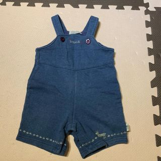 ベベ(BeBe)のbebe 80 オーバーオール インディゴブルー ドキンちゃんレッグウォーマー (カバーオール)