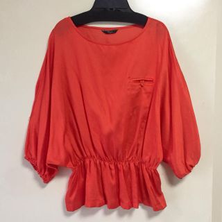 アメリヴィンテージ(Ameri VINTAGE)の1度着用☆ Chez toi バルーンペプラムブラウス 朱色  (シャツ/ブラウス(長袖/七分))