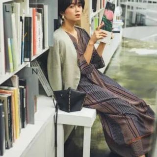 ユナイテッドアローズグリーンレーベルリラクシング(UNITED ARROWS green label relaxing)のワンピース　グリーンレーベル　 FM パネル プリント エンパイア ワンピース(ロングワンピース/マキシワンピース)