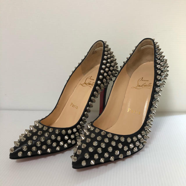 新作グッ Louboutin Christian - スパイクスタッズ ヒールパンプス