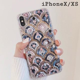 大理石 タイル風 モロッカン グリッター ケース【iPhone X/XS】(iPhoneケース)