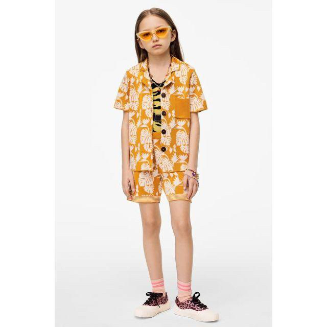 ZARA KIDS(ザラキッズ)の【新品タグ付き】ZARA ハワイアンニット バミューダパンツ マスタード 140 キッズ/ベビー/マタニティのキッズ服女の子用(90cm~)(パンツ/スパッツ)の商品写真