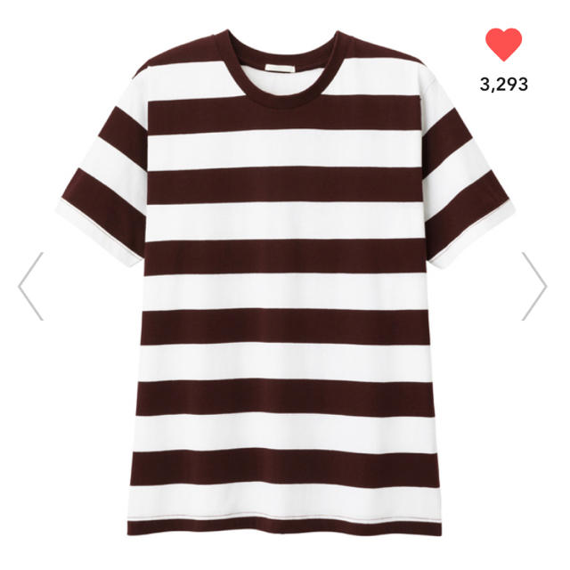 GU(ジーユー)のgu   ワイドボーダークルーネックTシャツ　ワインレッド　M メンズのトップス(Tシャツ/カットソー(半袖/袖なし))の商品写真