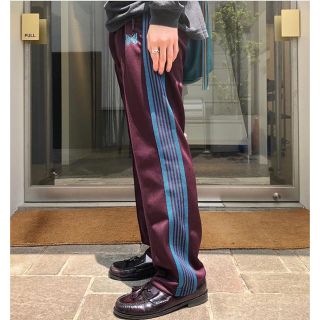 Needles トラックパンツ 総柄 グリーン ブーツカット アロー-