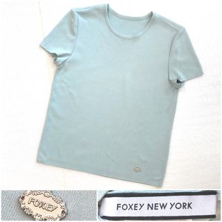 フォクシー(FOXEY)の美品 最新タグ♡DM掲載 サラサラ素材ニットカットソー  ライトブルー38 (ニット/セーター)