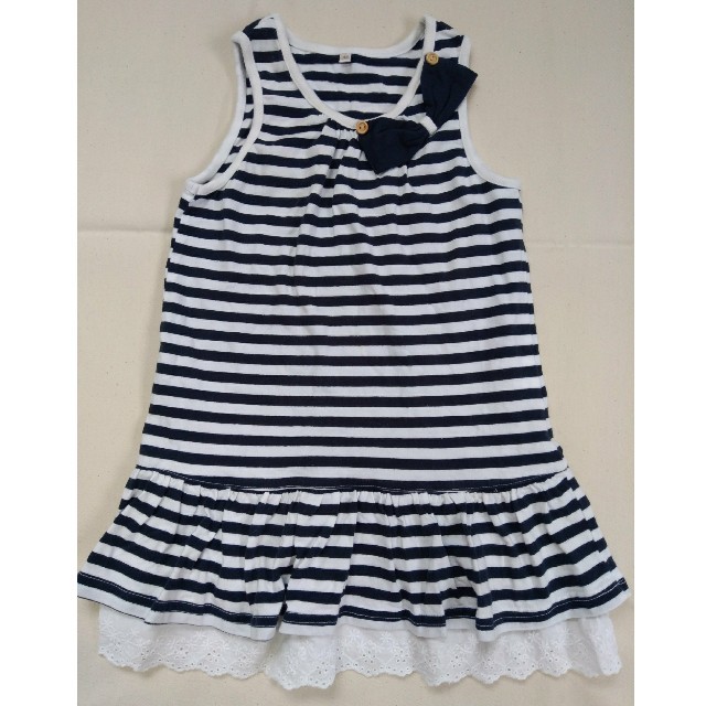 未使用 コットンワンピース チュニック フリルレース キッズ/ベビー/マタニティのキッズ服女の子用(90cm~)(ワンピース)の商品写真