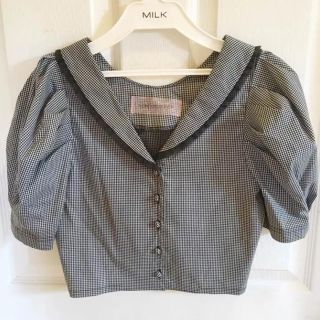 ハニーミーハニー(Honey mi Honey)のハニーミーハニー♡gingham puffsleeve blouse(シャツ/ブラウス(半袖/袖なし))